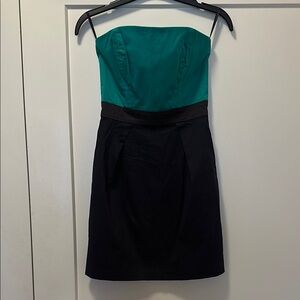 Strapless Teal, Black, and Navy Dress